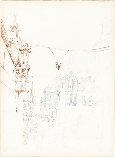 Scène de rue continentale - John Skinner Prout