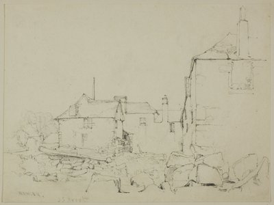 Maisons et mur de pierres, Newlyn - John Skinner Prout