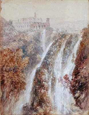 Paysage avec une cascade - John Skinner Prout