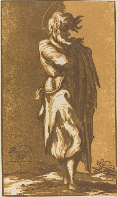 Saint homme debout avec les bras croisés, tourné vers la droite - John Skippe after Parmigianino