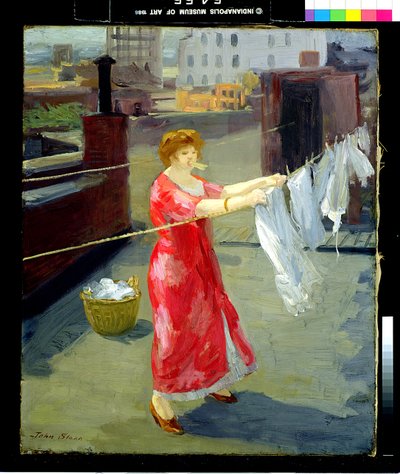 Kimono rouge sur le toit - John French Sloan