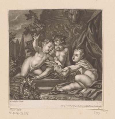 Trois cupidons avec un oiseau - attributed to John Smith