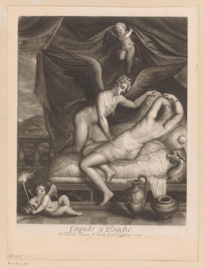 Cupidon et Psyché sur un lit - John Smith