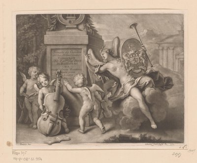 Anges avec des instruments de musique près d