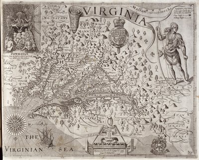 Carte de Virginie, découverte et décrite par le capitaine John Smith, gravée par William Hole, publiée en 1612 - John Smith 2