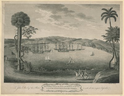 Vue vers le sud de la ville et du port de Lucea dans la paroisse de Hanover, côté nord de la Jamaïque - John Spilsbury