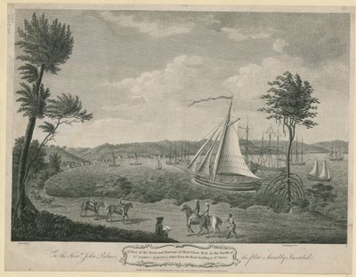 Vue de la ville et du port de Montego Bay, dans la paroisse de St. James, Jamaïque : prise de la route menant à St. Ann