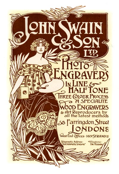 Publicité pour John Swain & Son, imprimeurs, 1901 - John Swain and Son