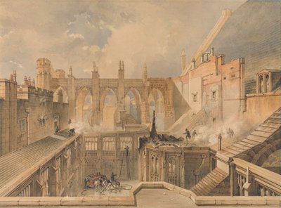 Vue des restes de la chapelle Saint-Étienne, Palais du Parlement le matin après l