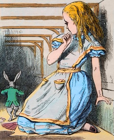 Alice et le Lapin Blanc. Illustration de John Tenniel de la première édition des « Aventures d