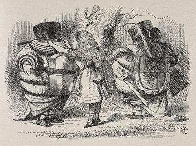 Alice habillant Tweedledee et Tweedledum - John Tenniel