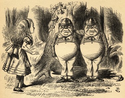 Alice avec Tweedledum et Tweedledee. Illustration de Sir John Tenniel - John Tenniel