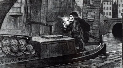 Dessin de campagne par John Tenniel suggérant que le Parlement devrait introduire des réglementations de sécurité pour la manipulation et le transport des explosifs après la destruction d