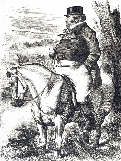 Caricature représentant John Bull observant les manœuvres d
