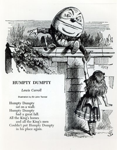 Humpty Dumpty, illustration pour la comptine par Lewis Carroll (1832-98) - John Tenniel