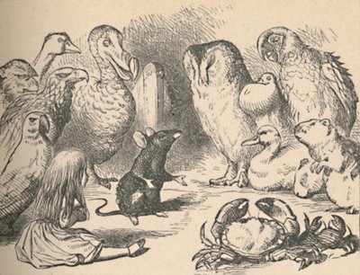 Illustration pour le chapitre une Course de Caucus et une longue queue. Alice et diverses créatures - John Tenniel