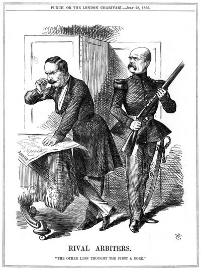 Napoléon III (1808-1873), empereur de France 1852-1870, et Otto von Bismarck (1808-1783), chancelier de Prusse, découpant l