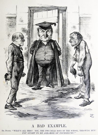 Satire politique représentant William Ewart Gladstone et Benjamin Disraeli - John Tenniel