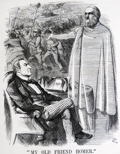 Satire politique représentant William Ewart Gladstone et son 