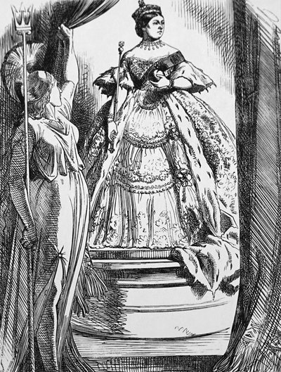 La reine Victoria incitée par Britannia à revenir dans le monde après son long deuil - John Tenniel