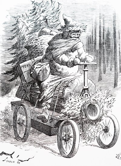 Le Père Noël traversant la neige. Par John Tenniel (1820-1914) un illustrateur anglais, humoriste graphique et caricaturiste politique - John Tenniel