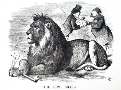 Le gouvernement britannique autorisant les Rothschild à racheter des actions du canal de Suez - John Tenniel