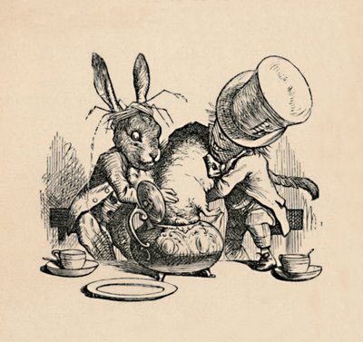 Le Chapelier fou et le Lièvre de Mars essayant de mettre le Loir dans une théière, 1889 - John Tenniel