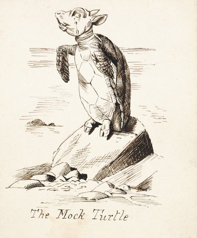 La Fausse Tortue pleurant sur un rocher, c.1865 - John Tenniel