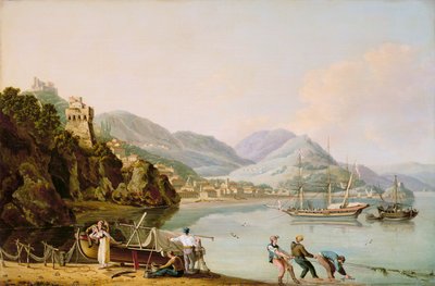 Un port italien avec un chebec génois à l