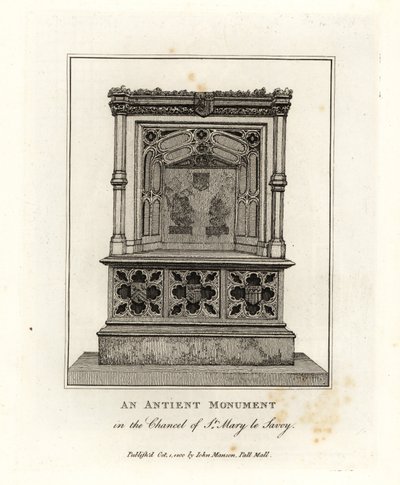 Ancien monument dans le chœur de St Mary le Savoy (maintenant la chapelle Savoy) - John Thomas Smith