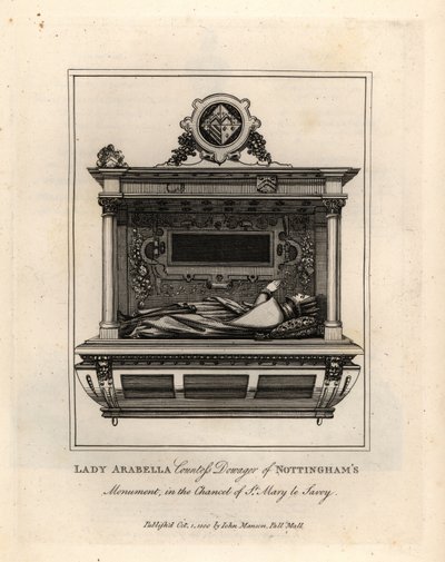 Effigie funéraire de Lady Arabella, comtesse douairière de Nottingham, dans le chœur de St Mary le Savoy - John Thomas Smith