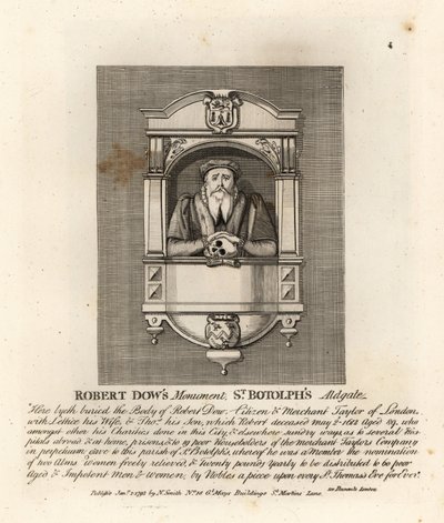Monument au tailleur marchand et philanthrope Robert Dow à St Botolph, Adgate - John Thomas Smith