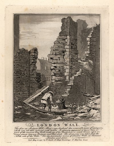 Ruines du mur romain de Londres exposées par l