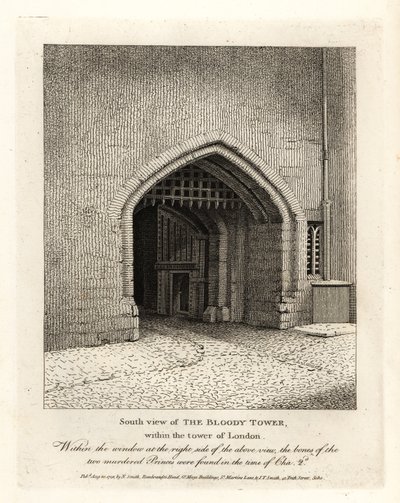 Vue sud de la Tour Sanglante dans la Tour de Londres - John Thomas Smith