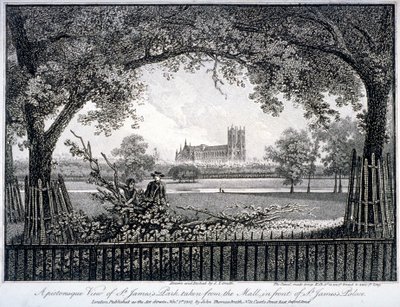 St James Park, depuis le Mall devant le Palais de St James, Westminster, Londres - John Thomas Smith