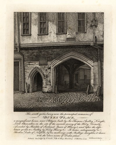 Les ruines des portes sud de Dukes Place, construites par Sir Thomas Audley (1488-1544) près d