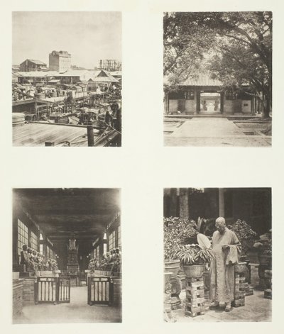 Un magasin de prêt sur gage à Canton, Temple Honam, Canton, Temple des Cinq Cents Dieux, Canton... - John Thomson