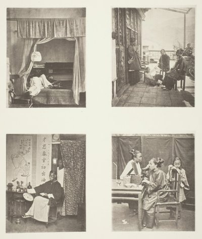 Une bouffée de pipe à opium à la maison, après le dîner, lecture pour les honneurs, la toilette, vers 1868 - John Thomson