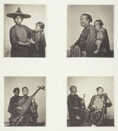 Filles de bateau, une batelière de Canton et son enfant, musiciens - John Thomson