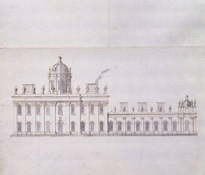 Castle Howard, Yorkshire : croquis schématique montrant le développement des ailes de la cour, vers 1699 - John Vanbrugh