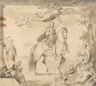 Étude préparatoire pour la décoration "Portrait équestre de George I" - John Vanderbank