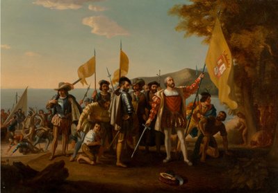 Le débarquement de Colomb, seconde moitié du 19ème siècle - John Vanderlyn after