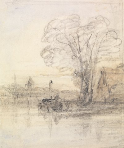 Arbres surplombant une rivière - John Varley