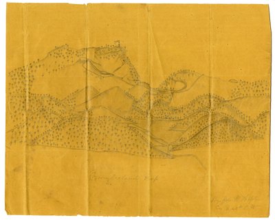 Illustration au crayon du Cumberland Gap, vers 1862-1865 - John W. Hopte