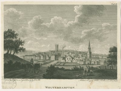 Wolverhampton - Vue du sud-ouest : gravure, nd [vers 1796] - John Walker