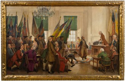 Drapeaux capturés à Yorktown déposés aux pieds du Congrès - John Ward Dunsmore