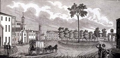 Partie centrale de Pittsfield, Massachusetts, de Collections historiques du Massachusetts, par John Warner Barber, gravé par S. E. Brown, 1839 - John Warner Barber