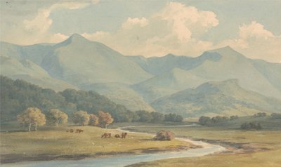 Carnedd Llewelyn et Carnedd David, Carnarvonshire, vus à travers la rivière Ogwen - John Warwick Smith