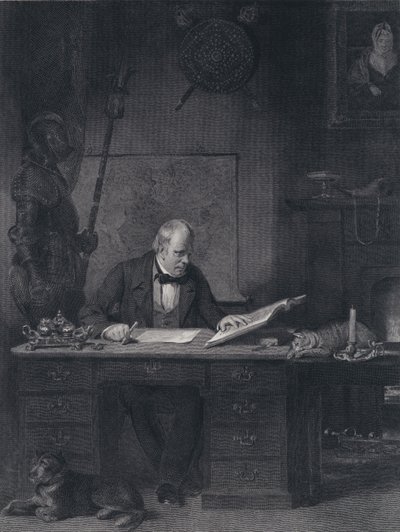 Sir Walter Scott dans son étude (gravure) - John Watson Gordon