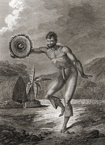 Un danseur tatoué en costume traditionnel, Hawaï, 1778 - John Webber